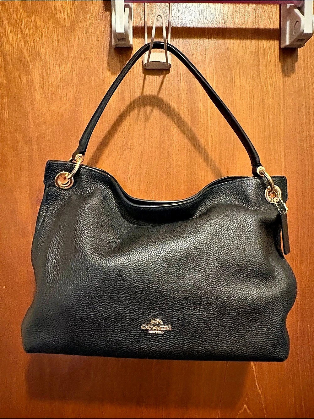 Coach Small Kelsey Satchel in Pebble Leather Black Pebbled Leather